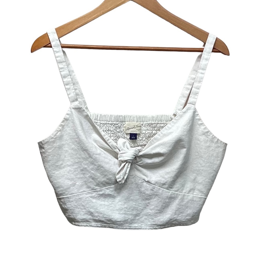 Universal Thread Linen Blend smocked cropped top White Size Large